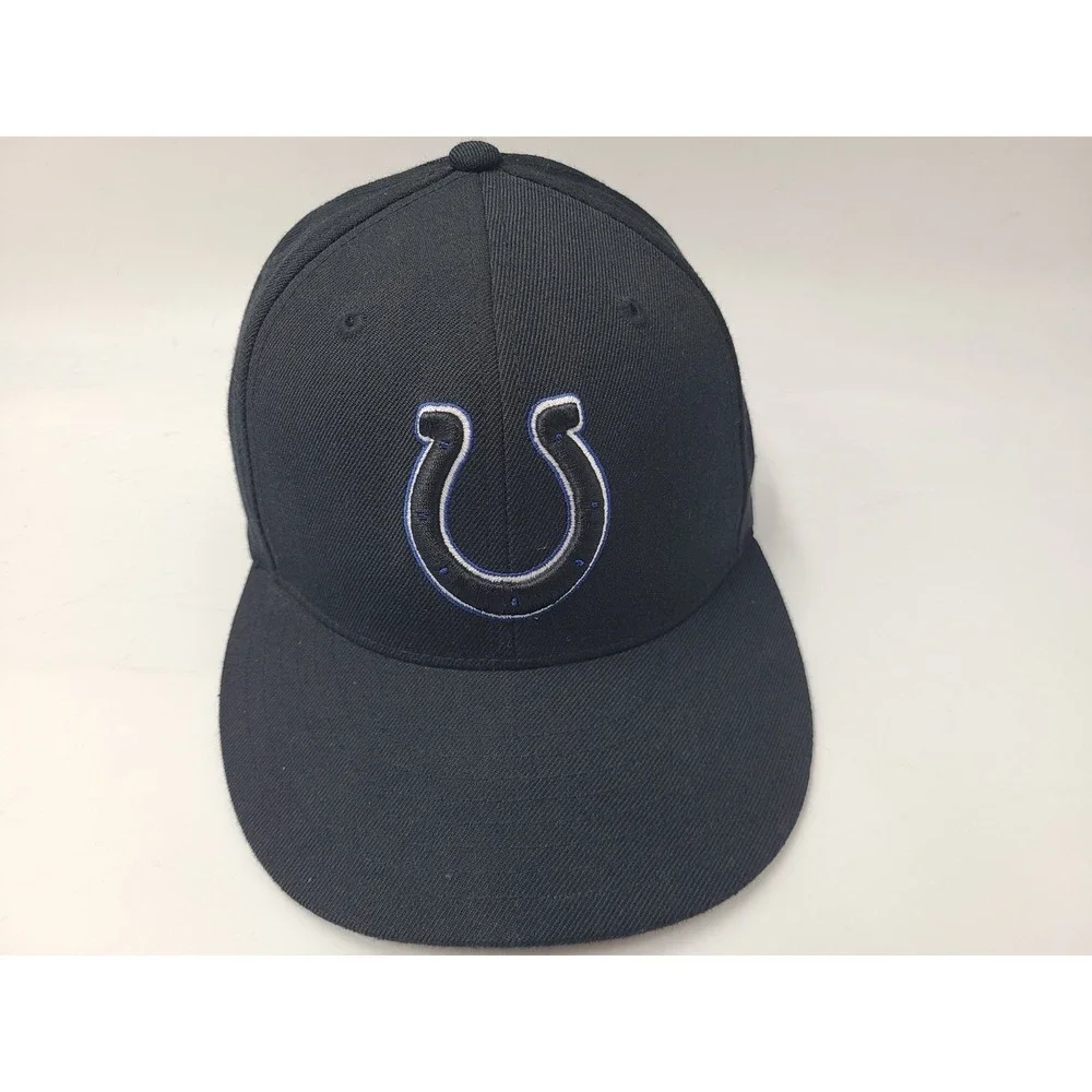 Indianapolis Colts Reebok Fitted 7 1/2 Hat Cap Wool Men Women NFL Football Black